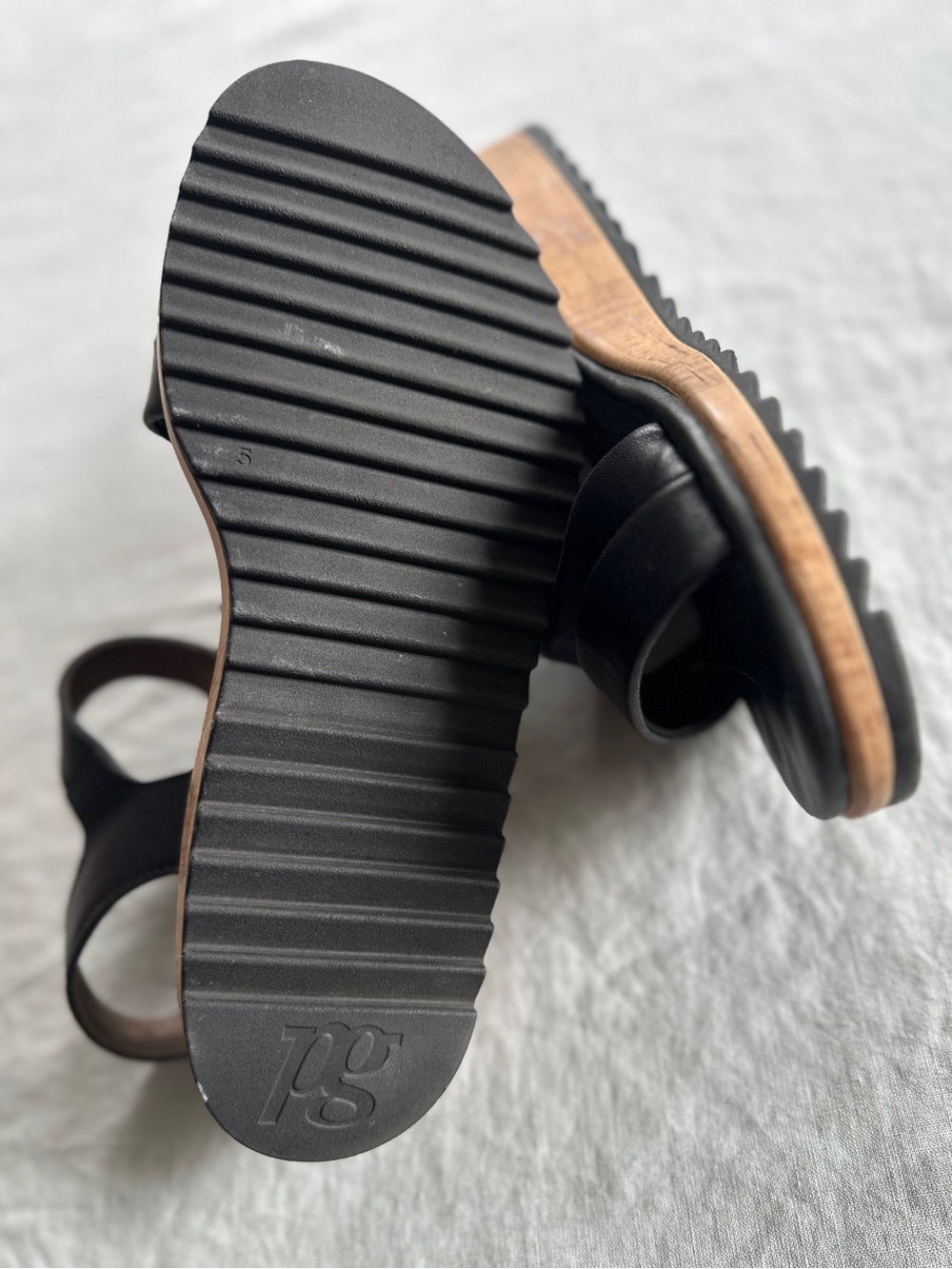 Paul Green Teegan Black Leather Cork Platform Sandals NWOB Size US 7.5 / AT 5 - Picture 13 of 14